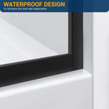 Bathtub Shower Glass Panel, 34" W X 58" H Tub Shower Door Fixed Glass Doors in Matte Black with 1/4"(6mm) Clear Tempered Door, Simple Shower Door Panel Easy to Install for Bathroom