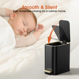 Small Bathroom Trash Can with Lid Soft Close, 5L / 1.3 Gallon Slim Garbage Can with Removable Inner Bucket
