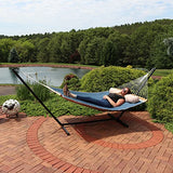 Sunnydaze Double Quilted Polyester Hammock with Detachable Pillow - 440-Pound Capacity - Tidal Wave