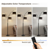 Fansdrick Floor lamp with Remote, 3 Light Arc Floor Lamps for Living Room, 2400LM Tall Standing Floor Lamps with Black Shades, 80" Large Floor Lamp for Bedroom, Office