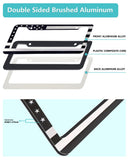 NJNYLLC American Flag License Plate Frame- Black Front Rear Patriotic USA ‌Car Tag Frames, 2 Pack Heavy Duty Brushed Aluminum Plastic Composite Holder with Screws Caps