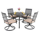 PHI VILLA Patio Dining Set for 4, Swivel Chairs& Metal Table