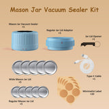 HTPOW Electric Mason Jar Vacuum Sealer - Fully Automatic Mason Jar Vacuum Sealer Kit for All Mason Jars with Regular Lids and Wide Mouth Lids, A Must-Have Tool for Canned Foods/Pantry - Blue