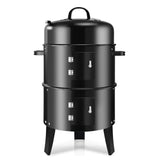 RYHOFOUD T001-2 19-inch BBQ Charcoal Smoker, Heavy Duty Round Smoking-Vertical Multi-Layer Pellet Smoker, Black