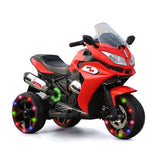 12V Kids Ride On Motorcycle - 3-Wheel Electric Motorcycle for Boys & Girls with LED Lights, MP3, and Safe Design - Gift for 3-8 Years Old (Red+ Plastic+ 50-99 pounds)