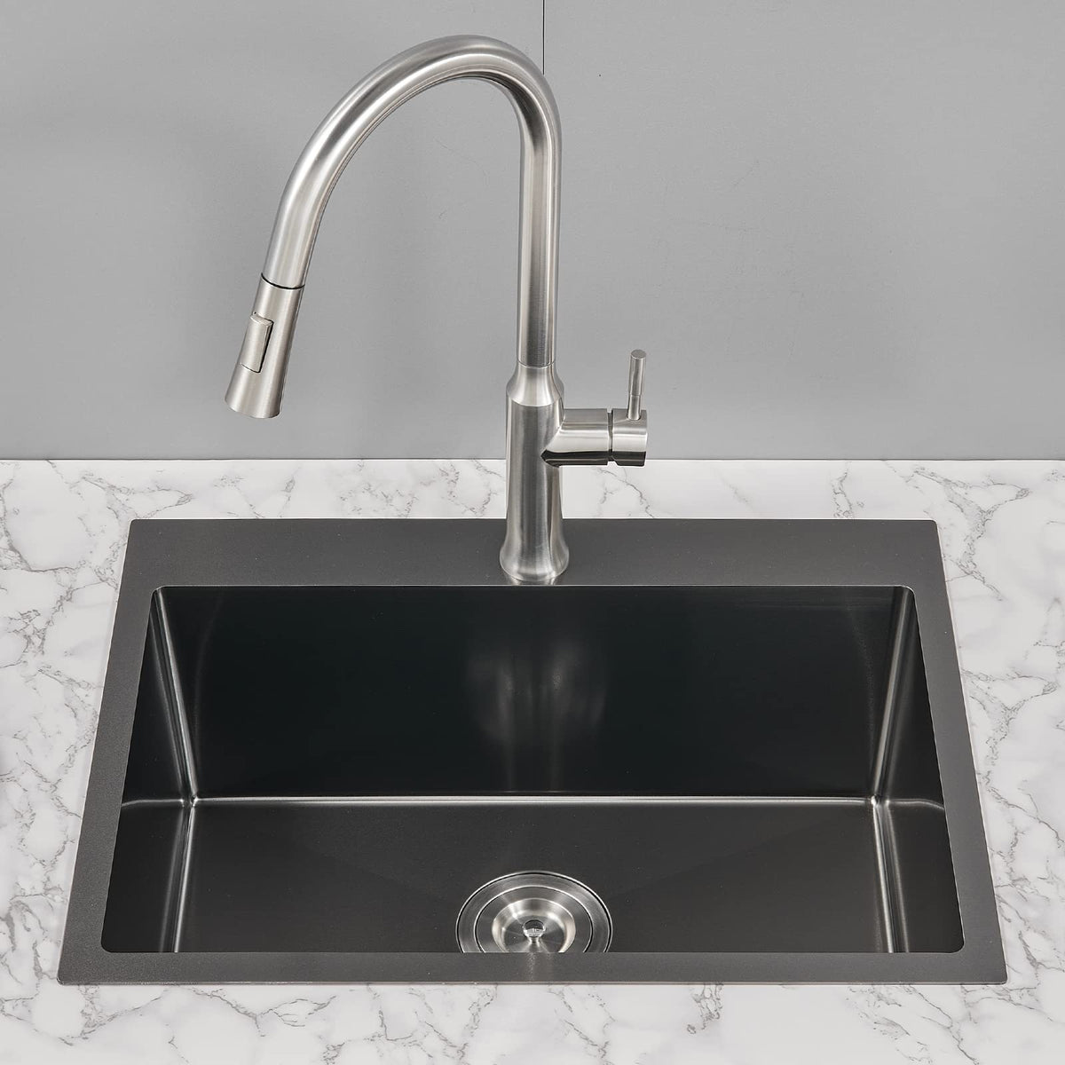 TSIBOMU 22 x 18 inch Drop-in Kitchen Sink, Single Bowl Single Hole 304 ...