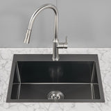 TSIBOMU 22 x 18 inch Drop-in Kitchen Sink, Single Bowl Single Hole 304 Stainless Steel Topmount Kitchen Sink, Black