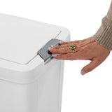 Sterilite 7.5 Gallon TouchTop Wastebasket with Lid that Opens with Touch, Conceals Trash in the Kitchen, Bathroom, Mudroom or Office, White, 12-Pack