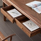 SONGCHAO Corner Desk Black Walnut Chinese Style Home Study Desk