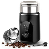 Spacefrog Coffee Bean Grinder Electric with Adjustable Coarse to Fine Smart Digital Timer, Low Noise, Sealed Safety Lid, 1x Removable Stainless Steel Cup & Anti-Vibration Base for Bean, Spices, Herbs