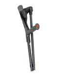 PEPE Mobility Folding Crutch for Adults (x1 Unit), Open Cuff, Adjustable Height, Aluminium, Orthopaedic, Elbow Crutches Women and Men, Black