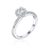 Oseew 1 CT Moissanite Egagement Rings for Women Personalized Customizable 18k Gold Flower Shape Wedding Rings Round Cut Moissanite Brilliant D Color VVS1 Love Gift Size 4-15