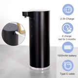 LAOPAO Automatic Soap Dispenser Foaming: Rechargeable Touchless Soap Dispenser Stainless Steel Foam Soap Dispenser for Bathroom Hand Soap Pump for Kitchen Xmas Gift, 9oz, Black