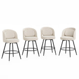 LUE BONA 26''H Swivel Bar Stools Set of 4, Counter Height Bar Stools with Backs, Lumbar Pillow and Black Metal Frames, Upholstered Modern Barstools for Kitchen Island, Linen Farbic, Linen Color