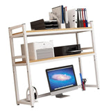 Adjustable 2-Tier White Metal Desktop Bookcase - Stylish Bookshelf Organizer & Multipurpose Countertop Display Shelf for Office, Home, and Desk Storage (85x32x90cm)