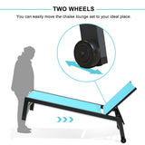 PURPLE LEAF Pool Chaise Lounge 2 Pieces w/Wheels, Textilene Turquoise Blue