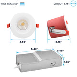LUXRITE 12-Pack 4 Inch LED Recessed Lights with J-Box, 5CCT 2700K-5000K, 2 Hour Fire Rating, 15 Watts, 1000 Lumens, 60° Spotlight, Dimmable, IC Rated, Wet Rated, ETL - Smooth Trim