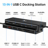 13-in-1 Docking Station Dual Monitor 4K, LIONWEI USB C Dock for Laptop Mac