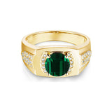 Oseew Created Emerald Ring for Men Round Emerald Gemstone Engagement Ring Promise Ring for Him Men’s Fine jewel for Him Husband Anniversary
