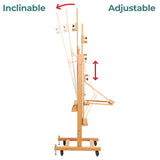 VISWIN Double-Sided Easel & Drafting Table, Hold 1 or 2 Canvas, Solid Beech Wood Artist Easel for Painting Canvas, Adjustable H Frame Easel with Tray & Wheels, Art Easel Stand for Adults, Artists