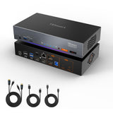 Thunderbolt 4 KVM Switch 2 Monitors 2 Computers 4K@60Hz, HDMI+DisplayPort KVM Switch Dual Monitor for 1 Laptop