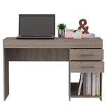 Two Drawer Computer Desk Light Gray, Modern Home Office Study Table with Storage