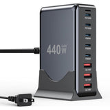 440W USB C Charger Block,8-Port USB C GaN Multiple Port Charging Station