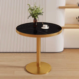 60cm Mid-Century Modern Round Dining Table for 2-4, Pedel Base, Slish Black Design for Home, Office, Living Room, Kitchen, Dining Room, Contemporary Fur