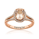 Oseew Natural Morganite Engagement Ring 10k gold Morganite Engagement Ring gold morganite engagement ring Ovel Gemstones Rose gold morganite ring halo Free Engraving