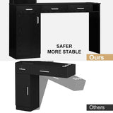 4ever2buy Salon Station for Hair Stylist, Salon Wall Station with Barber Cabinet, Hair Stations Equipment Hair Dryer Holder, Drawers, Wall Mount Barber Beauty Station, Mirror not Included, Black