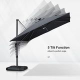 PURPLE LEAF Cantilever Patio Umbrella 10' x 10' with Solar LED Light, Grey