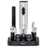 Ivation 9-Piece Wine Set | Electric Opener, Air Pump, Pourer with Aerator, Wine and Champagne Stoppers, Foil Cutter, and Stand.
