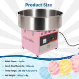 1000W Commercial Cotton Candy Machine, Candy Floss Maker with 500mm Stainless Steel Bowl, Sugar Scoop, Storage Drawer, Marshmallow Maker for Kids Birthday, Family Party, Festival Celebration