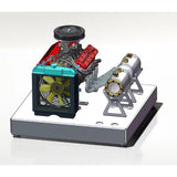 MechPuConToy Mini Engine Accessory, Ignition Set + Water Cooling Set + Battery + Charger All-in-One Aluminum Alloy Base Starter Kit for TOYAN FS-V800WGPC Engine Model