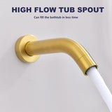 RF SUNUAN Shower System with Tub Spout, Gold Bathtub Shower Faucet Set, 8" Rain Shower Head and Handheld Spray Combo, Round Shower Head and Handle Set with Tub Spout (Valve Included), Brushed Gold