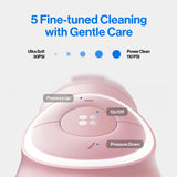 usmile C30 Cordless Water Flosser, 300ml Large Tank, 5 Pressure Levels Deep Clean, S-Shaped Nozzles for Braces & Sensitive Gums, USB-C Rechargeable, IPX7 Waterproof, Portable Travel & Home Use(Pink)