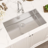Oumuch Undermount Kitchen Sink - 33 inch Undermount Sink 16 Gauge Stainless Steel Sinks with Round Corner Handmade Single Bowl Under Counter Basin for Kitchens, 33"x19"x9"