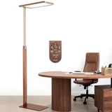 STERREN Vintage LED Floor Lamp, 10500LM Eye-Care Height Adjustable Free-Standing Lamps, 110W Full Spectrum Reading Light for Office, Meeting Room, 2700-5000K, Black Walnut Wood Finish