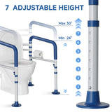 Loyoda Steel Toilet Safety Rail for Seniors with Adjustable Height and Width - 11.7lbs Heavy-Duty Foldable Toilet Handle for Toilet Support, Elderly and Accessibility Aid （Blue）