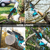 Mini Chainsaw Cordless, 6 Inch Battery Powered Electric Chain Saw, Portable Handheld Small Tree Trimmer (Includes 2 Batteries and 3 Chains)