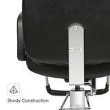 BarberPub Reclining Hydraulic Barber Chair, Salon Beauty Spa Shampoo Equipment, PVC Leather, Adult 2059 (Black)