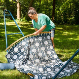 Sunnydaze Outdoor Hammock with Spreader Bar - 450-Pound Capacity Curved Spreader Bar Hammock - Navy and Gray Octagon