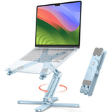 OMOTON LA10 360° Rotating Laptop Stand Riser Foldable for Desk, Sky Blue