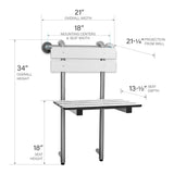 Seachrome Profile Folding Shower Seat with 18 inch Grab Bar, Removable Hanging Bench with Backrest & Legs, White Phenolic Seat, Stain Stainless Steel Grab Bar