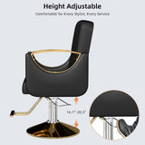 Zevemomo Barber Salon Chair for Hair Stylist, Heavy Duty Hydraulic Pump with 360° Swivel, Adjustable Height Spa Beauty Equipment for Barbershop, Home 330LBS Capacity, Black