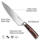 KEEMAKE Kitchen Knife Set of 5 - Kitchen Knives 1.4116 High Carbon Stainless Steel Blade, Professional Chef Knife Set, Razor Sharp Knives with Ergonomic Pakkawood Handle for Home Cooking