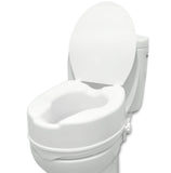 PEPE Mobility Raised Toilet Seat with Lid for Elderly 6" High, Fits Round and Elongated up to 15" Wide, Commode Seat with Sturdy Brackets, Medical Aid