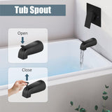 Aolemi Shower Tub Faucet Set with Handheld Spray Shower System Single Shower Rainfall Head and Handle with Tub Spout Combo Rough-in Valve Included Shower Trim Kit 6 Inch Shower Head, Matte Black