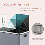 Dual Trash Can, Stainless Steel Kitchen Garbage Can, Double Compartment Classified Rubbish Bin