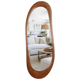 WallBeyond Asymmetrical Full Length Wooden Mirror, 22.5" x 63" Irregular Solid Wood Wall Mirror, Boho Decor for Bedroom Living Room Entryway, Mid-Century Modern, Natural